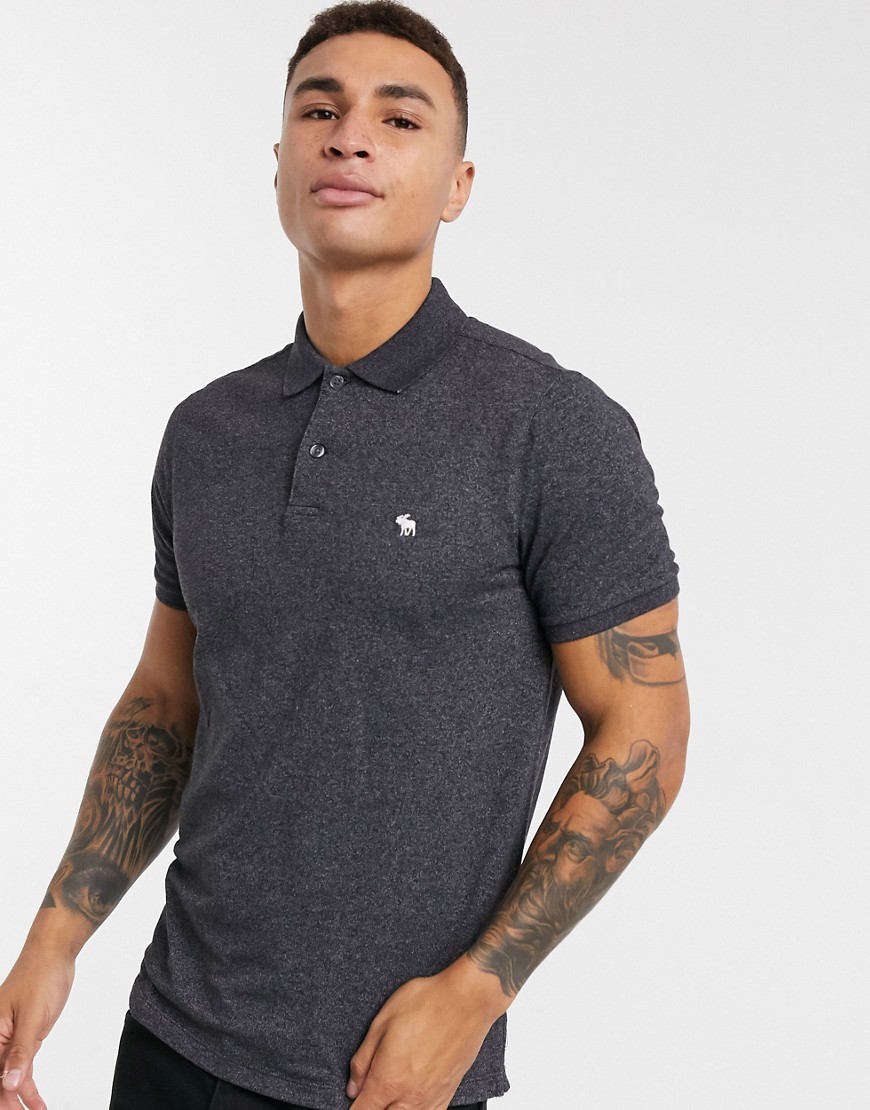 Abercrombie & Fitch Core Logo Polo In Black