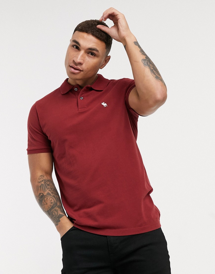 Abercrombie & Fitch core logo polo in red