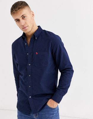 Abercrombie & Fitch – Core – Marinblå oxfordskjorta med smal passform och logga