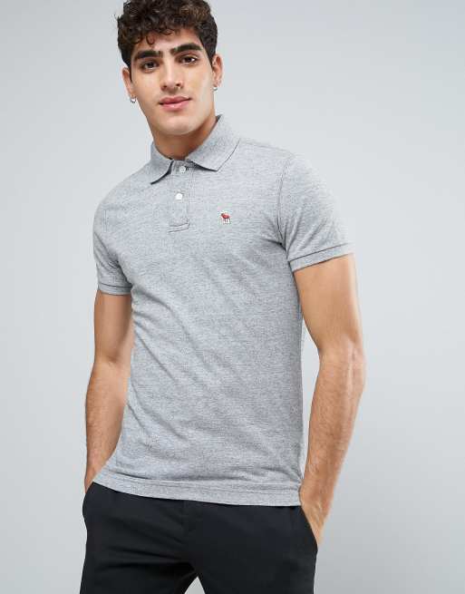 Abercrombie Fitch Core Polo Muscle Slim Fit Moose Logo in Grey