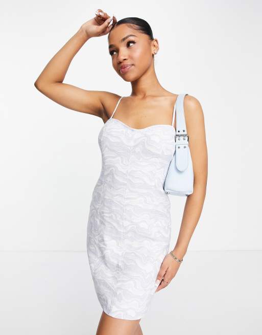 Abercrombie &Fitch corset seamed linen mini dress in blue wave - part of a set