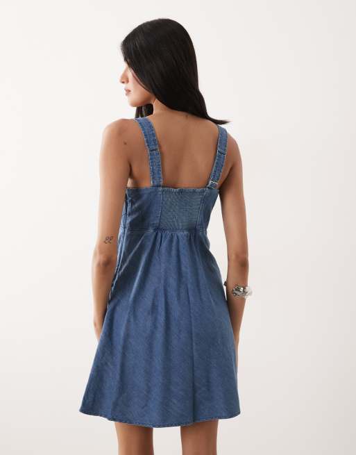 princess polly baby blue dress ASOS DESIGN raglan sleeve wafty mini dress with open back in dusky blue  Masa:L New:24.99€ main image 0