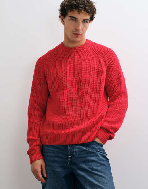 Abercrombie & Fitch cotton crew neck jumper in red, 2 of 5