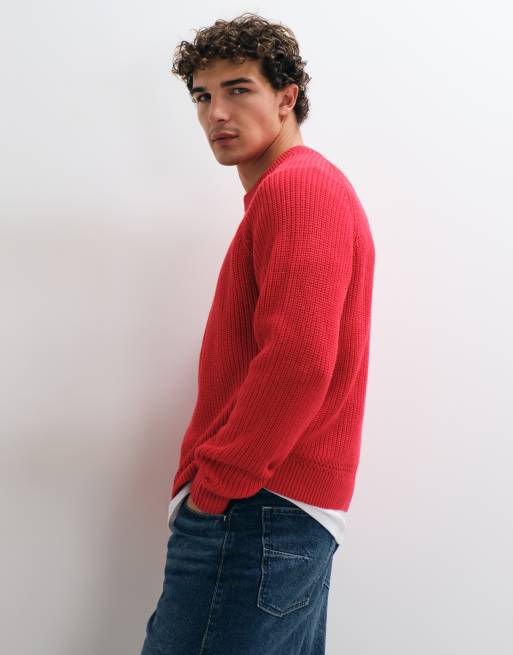Abercrombie & Fitch cotton crew neck jumper in red, 5 of 5