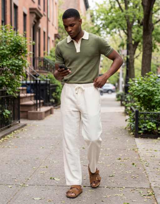 Abercrombie & Fitch cotton-linen mix baggy fit rustic pants in