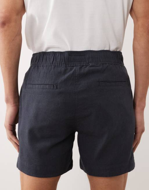 Abercrombie & Fitch cotton/linen mix pull-on shorts in navy , 5 of 5