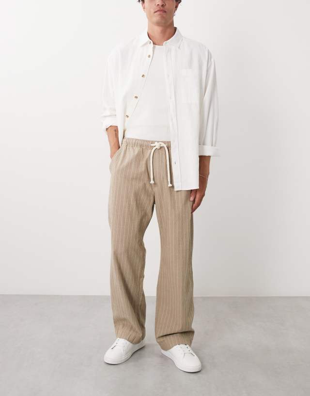 Abercrombie & Fitch cotton rich baggy pull on seersucker pants in