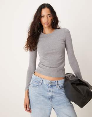 Abercrombie & Fitch cotton seamless long sleeve top in light