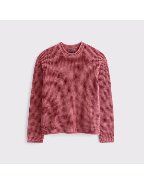 Abercrombie & Fitch Cotton textural rollneck sweater in brick red - view 1