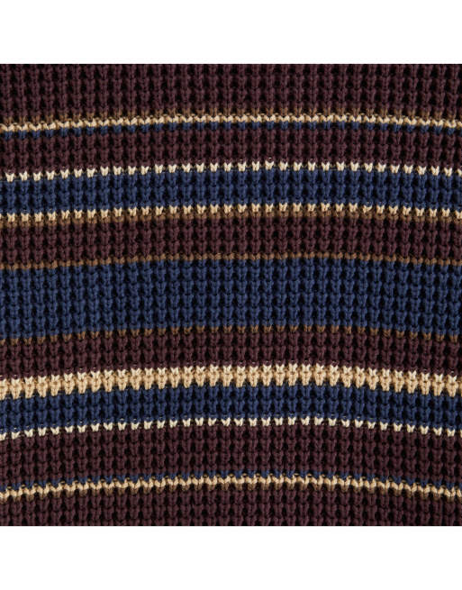 Abercrombie & Fitch Cotton waffle roll neck sweater in brown stripe, 2 of 2