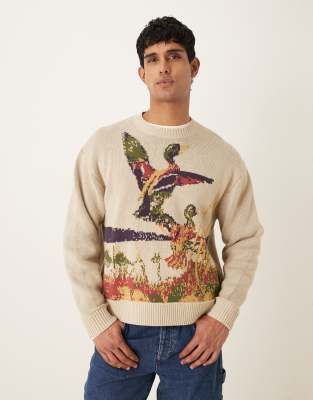 Abercrombie & Fitch Men's White Countryside Graphic Jumper In Cream
