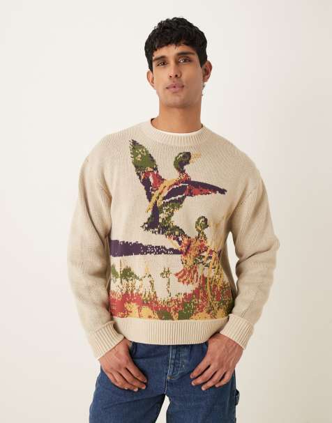 Abercrombie & Fitch countryside graphic sweater in cream - view 1