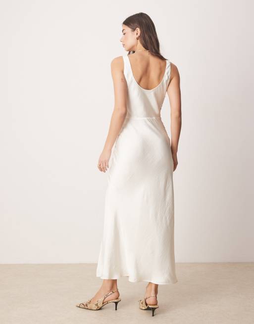 Abercrombie Fitch cowl neck draped maxi dress in white ASOS