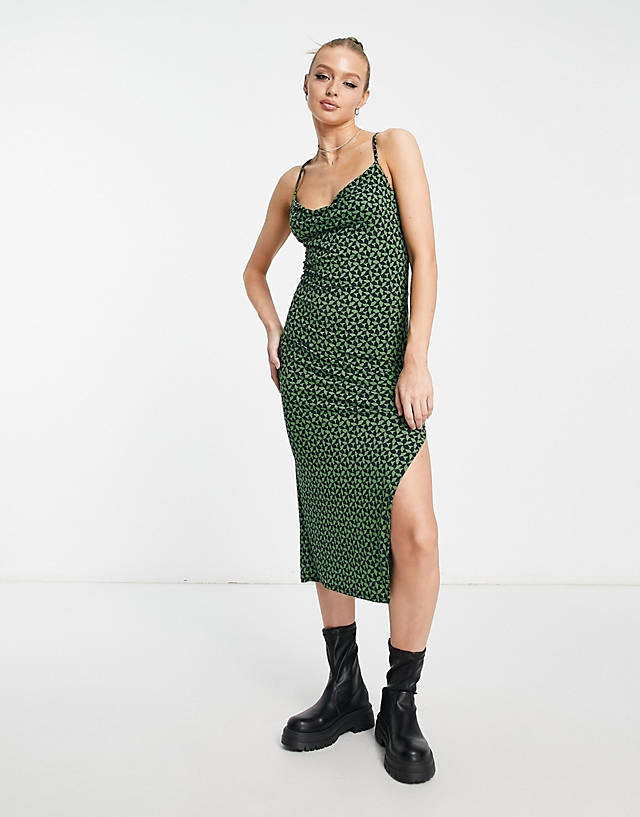 Abercrombie & Fitch - cowl neck slip dress in green