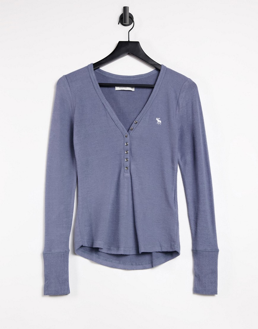 Abercrombie & Fitch Cozy Henley Long Sleeve T-shirt In Blue-blues
