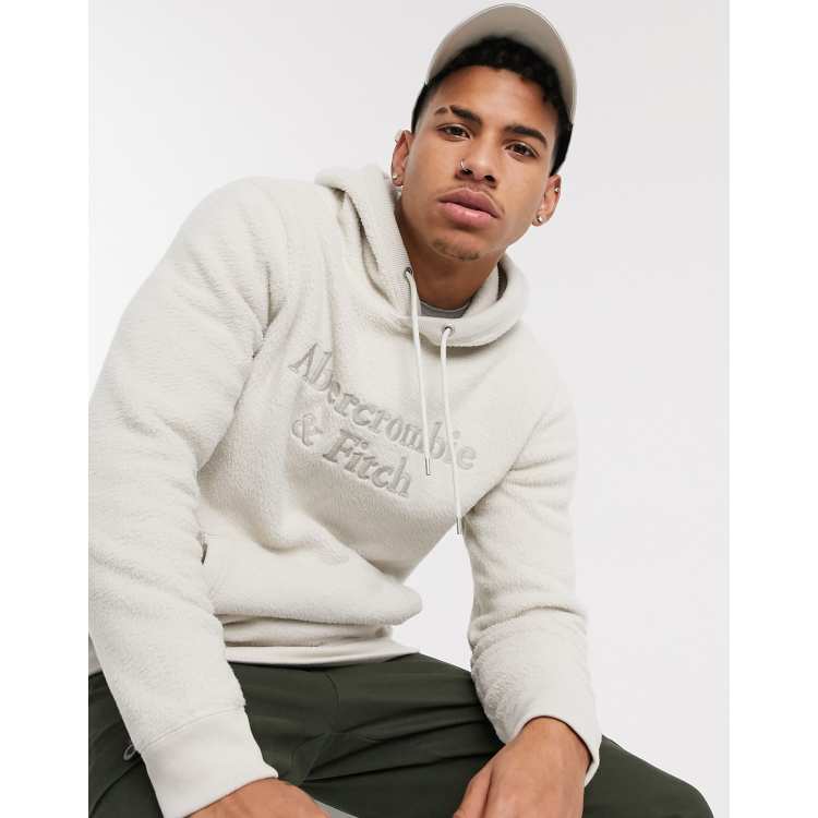 Abercrombie u0026 Fitch cozy sherpa logo hoodie in tan | ASOS