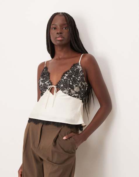 Abercrombie & Fitch - Cremehvid cami-top i blondestof - view 1