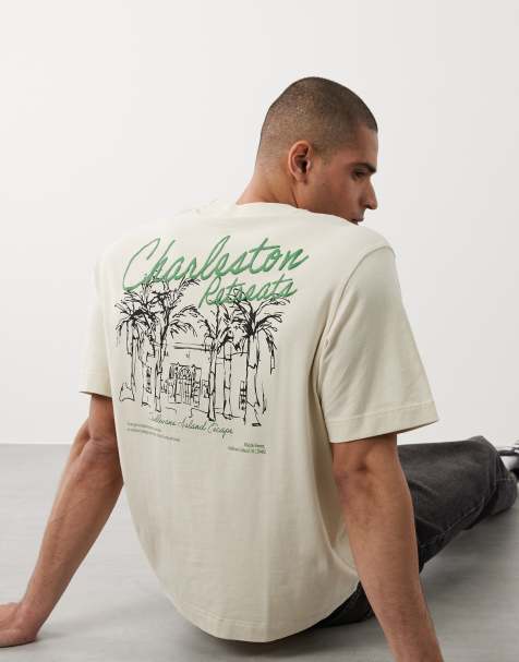 Abercrombie & Fitch - Cremehvid T-shirt med destinationsgrafik - view 1