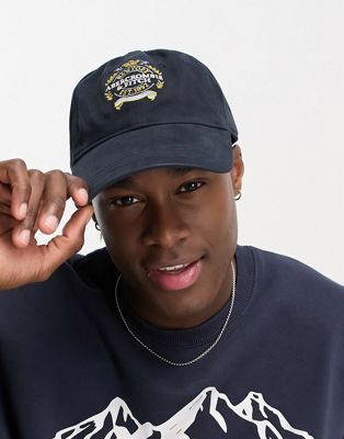 Abercrombie & Fitch crest logo baseball cap in navy