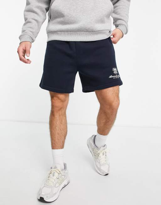 Abercrombie & Fitch crest logo sweat shorts in navy | ASOS