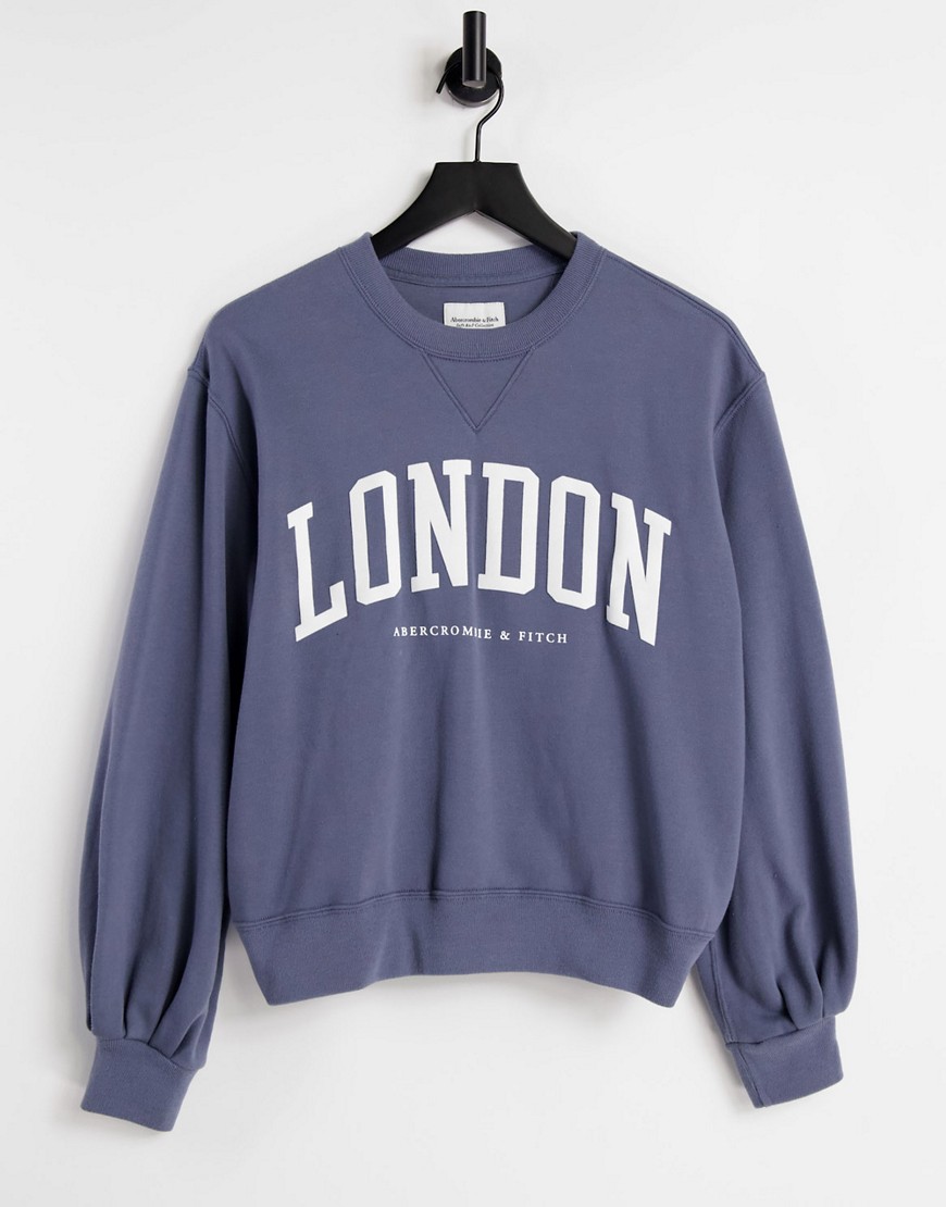 Abercrombie & Fitch crew neck sweater in blue-Blues