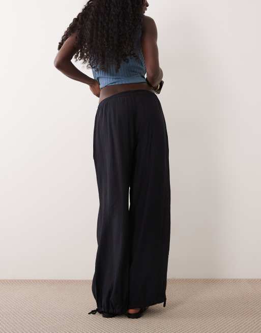 Abercrombie & Fitch crinkle balloon fit trousers in black, 5 of 5