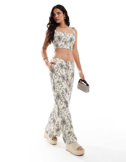 Abercrombie & Fitch crinkle palazzo pants in floral print (part of a set) 