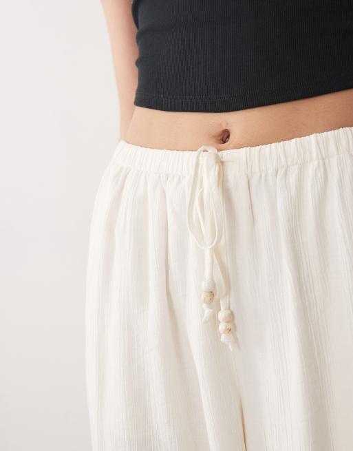 Abercrombie & Fitch crinkle pull on pants in cream, 5 of 5