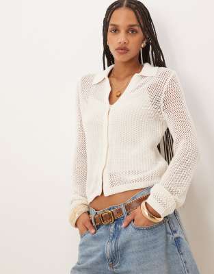 Abercrombie & Fitch Crochet Button Up Cardigan