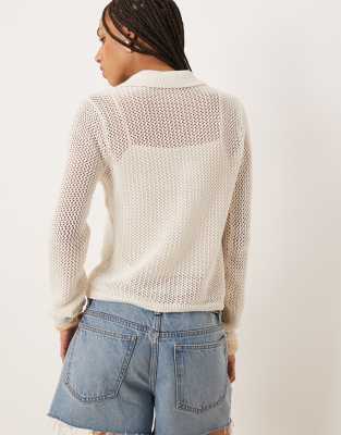 ABERCROMBIE & FITCH CROCHET BUTTON UP CARDIGAN 