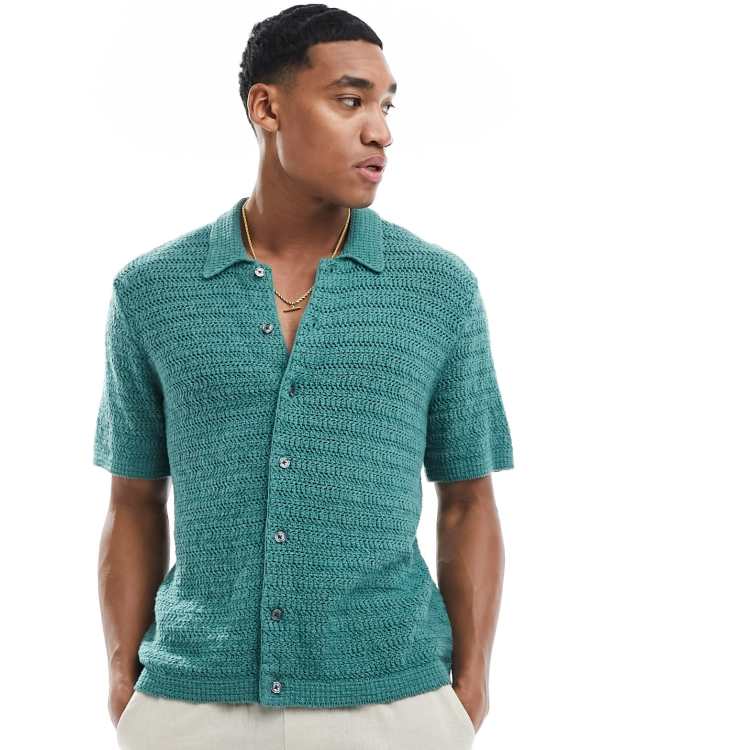 Cotton Knit Short-Sleeve Polo オリーブ 1 Buy Green Regular Fit Cotton Rich Textured Short Sleeve Knit Polo