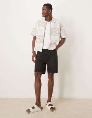 Abercrombie & Fitch Crochet Knit Tile Shirt In Neutral