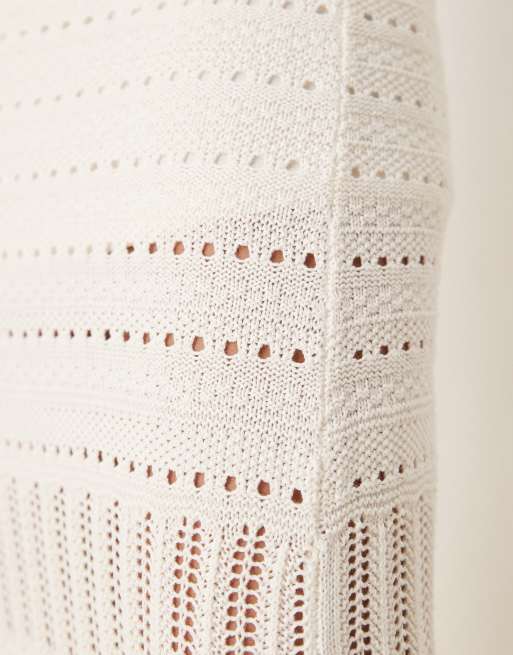 Abercrombie & Fitch crochet lace strapless midi dress in cream | ASOS