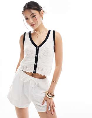 Abercrombie & Fitch Crochet Tank Top In Black