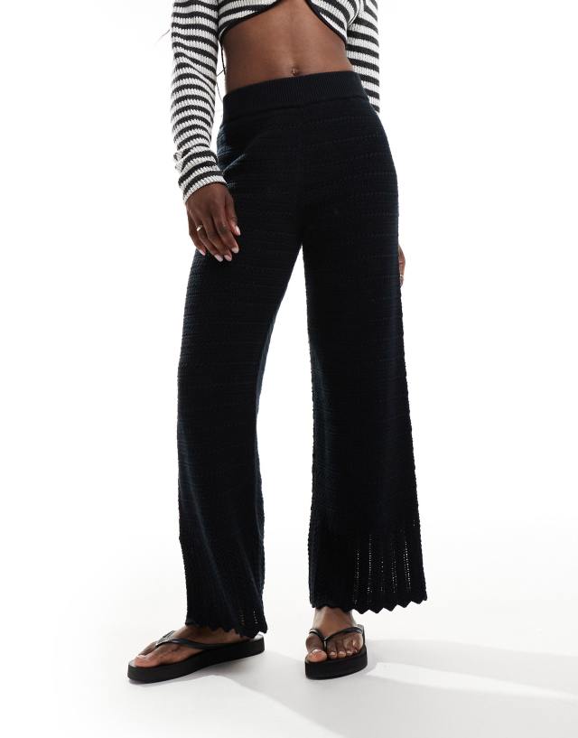 Abercrombie & Fitch - crochet wide leg trousers in black