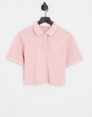 Abercrombie & Fitch crop logo polo in pink