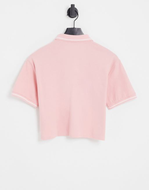 Abercrombie & Fitch crop logo polo in pink, 2 of 4
