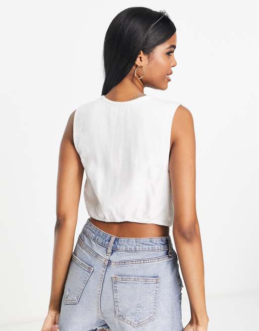 abercrombie white crop top