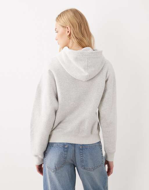 Abercrombie & Fitch cropped boxy hættetrøje i lysegrå, 3 af 4