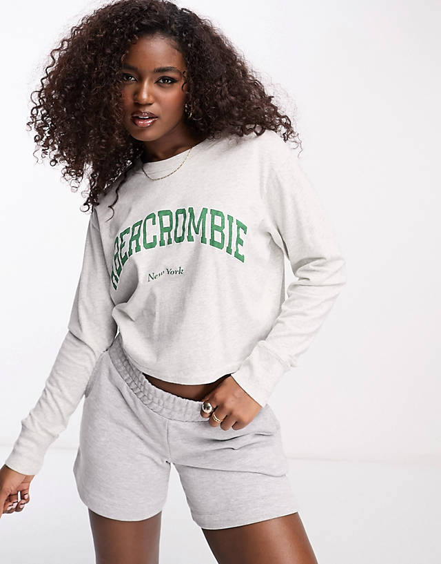 Abercrombie & Fitch - cropped chest logo sweatshirt in grey