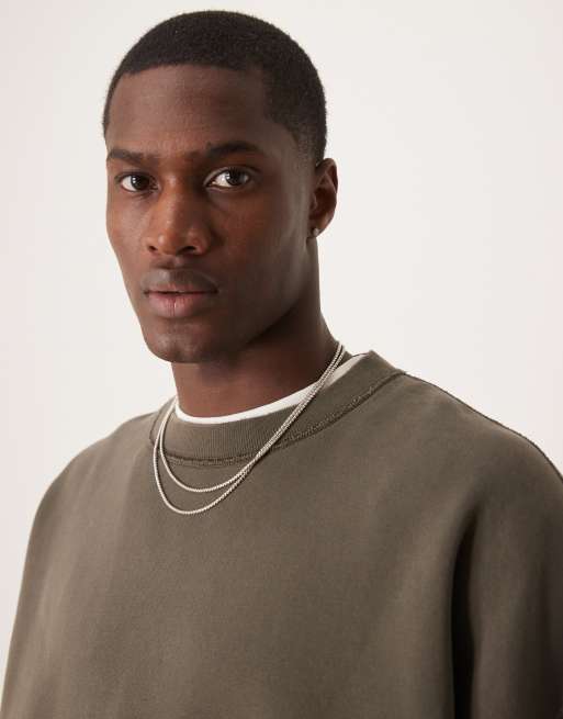 Abercrombie & Fitch cropped crew sweatshirt in brown , 3 of 4