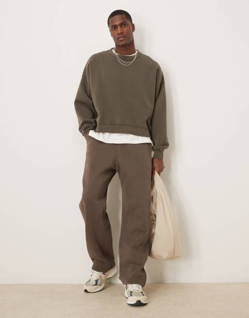 Abercrombie & Fitch cropped crew sweatshirt in brown , 4 of 4
