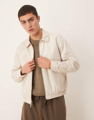Abercrombie & Fitch - Cropped-Harrington-Jacke in Hellbraun