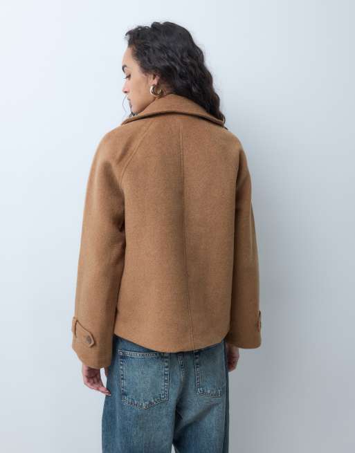 Abercrombie & Fitch Cropped-Jacke aus Wollmix in Camel, 4 von 5