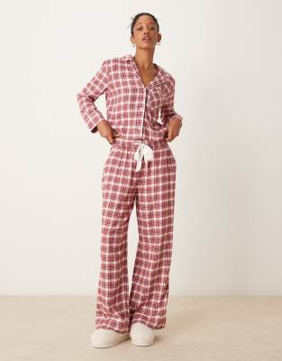Abercrombie & Fitch Cropped Pajama Shirt In Red