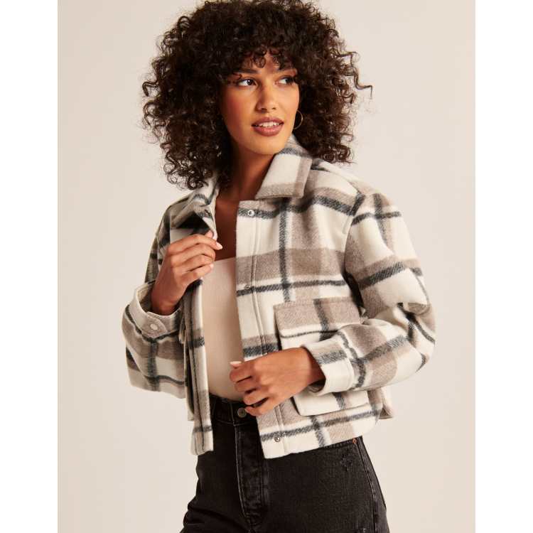 Cropped checked shop jacket