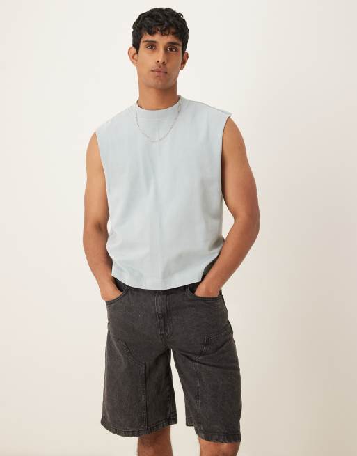 Abercrombie & Fitch cropped sleeveless tank top in light green, 2 of 4