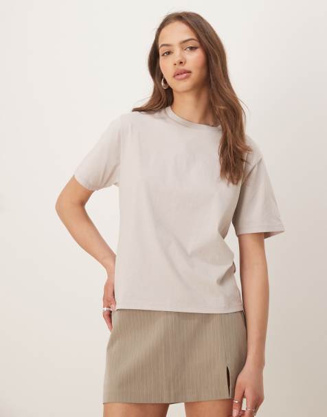 Abercrombie & Fitch – Cropped-T-Shirt in Beige - view 1