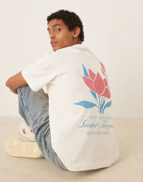 Abercrombie & Fitch - Cropped T-shirt met locatie-print op de rug in wit - view 1