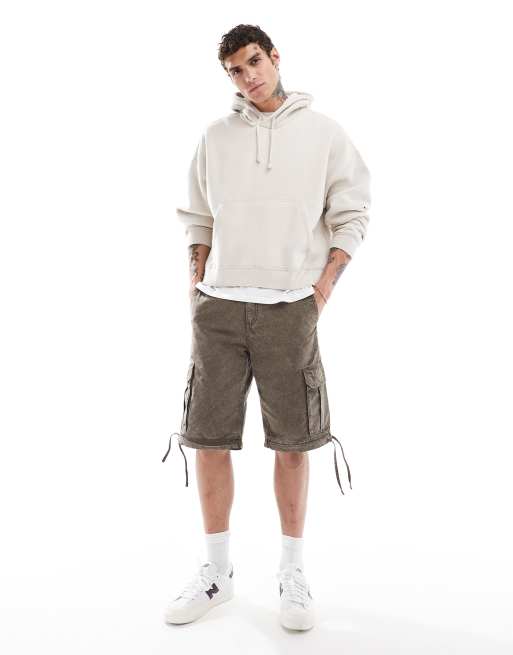 Abercrombie Fitch cropped vintage blank hoodie in beige ASOS